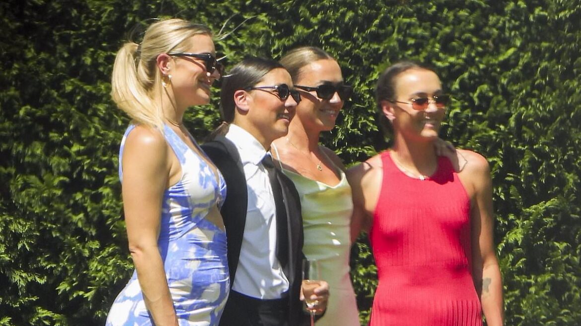 Matildas stars including Sam Kerr and her pregnant fiancee Kristie Mewis flock to their teammate Emily Van Egmond’s stunning wedding