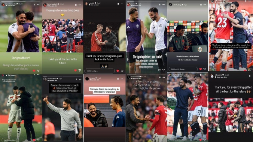 ất nhiều cầu thủ đội 1 đã có bài đăng chia tay HLV Ruben Amorim.